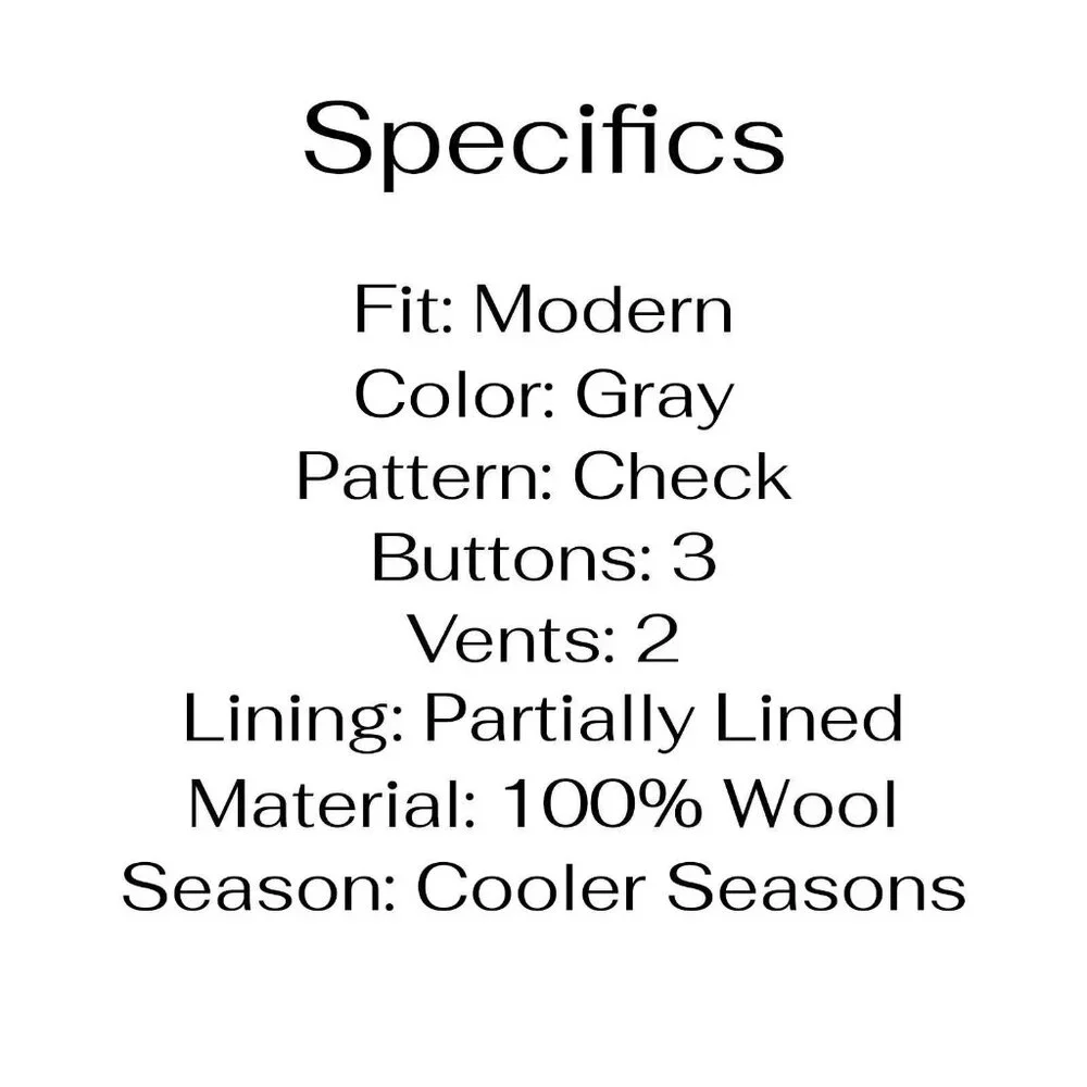 Caruso 42R Blue/Gray Check 3-Button Sport Coat Blazer Jacket T571 - Picture 4 of 11